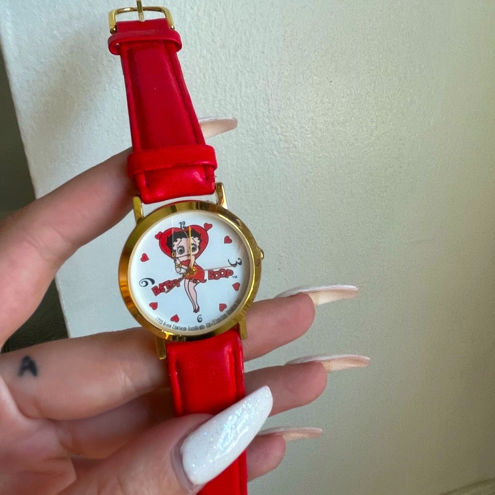 Betty Boop Red Strap Gold Watch